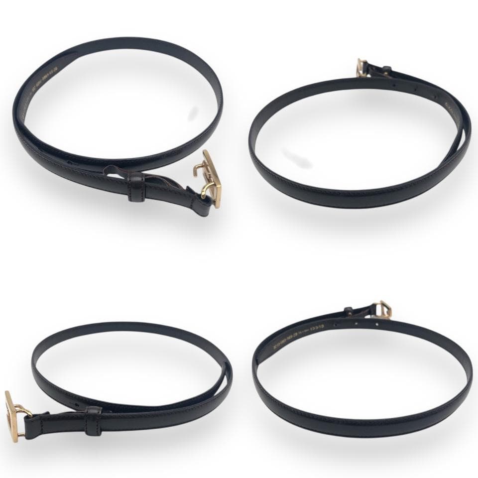 【美品】グッチ Gバックル 細ベルト ゴールド ダークブラウン イタリア製
