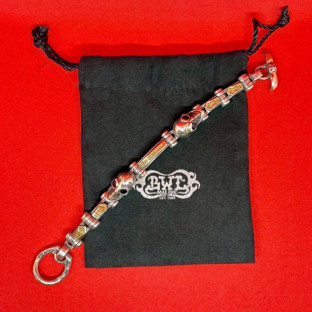 Bill Wall Leather スカル ブレスレット 18Kゴールドプレート
