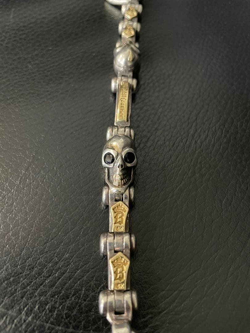 Bill Wall Leather スカル ブレスレット 18Kゴールドプレート