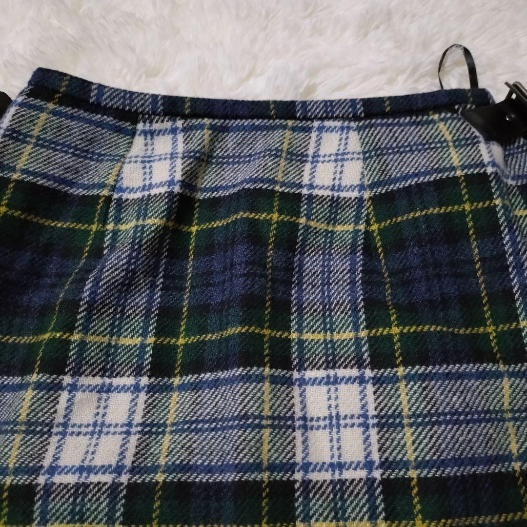 オニールオブダブリン 巻きスカート プリーツキルト グリーン チェック