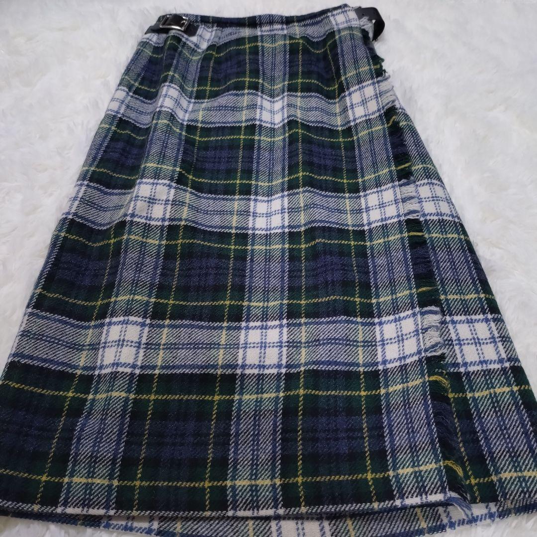 オニールオブダブリン 巻きスカート プリーツキルト グリーン チェック