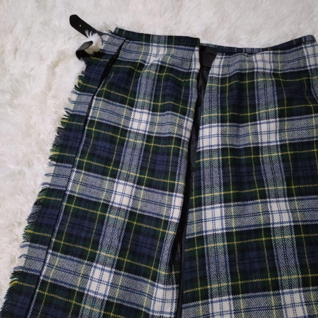 オニールオブダブリン 巻きスカート プリーツキルト グリーン チェック