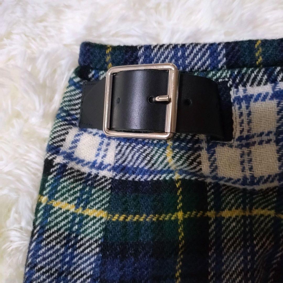 オニールオブダブリン 巻きスカート プリーツキルト グリーン チェック