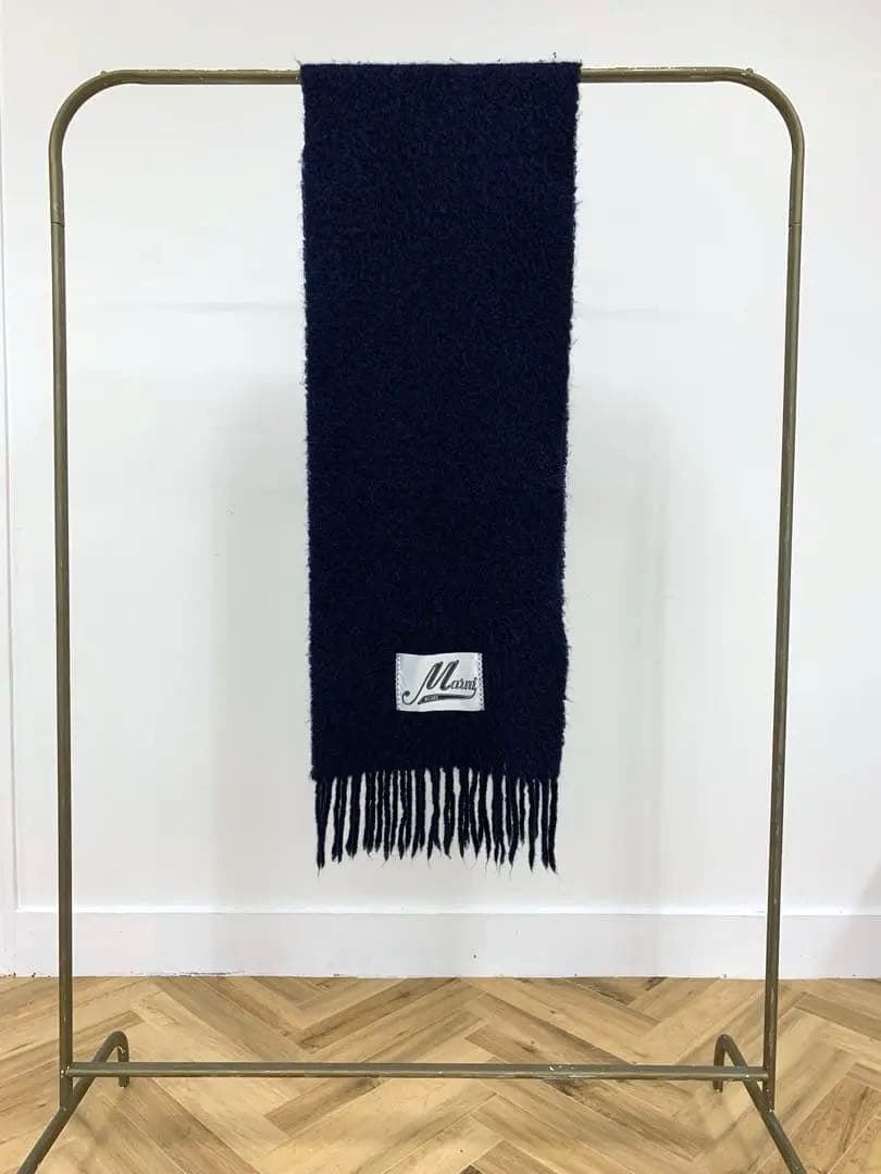 MARNI マルニ ラベルロゴ アルパカ マフラー スカーフ ネイビー
