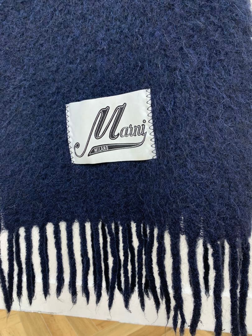 MARNI マルニ ラベルロゴ アルパカ マフラー スカーフ ネイビー