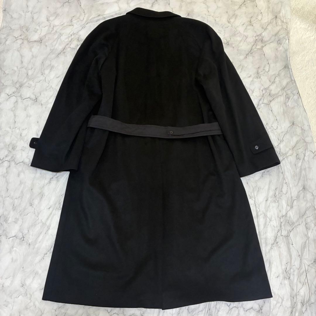 美品 カシミヤ 100% ベルト付 黒 ブラック ロング コート L〜XL相当