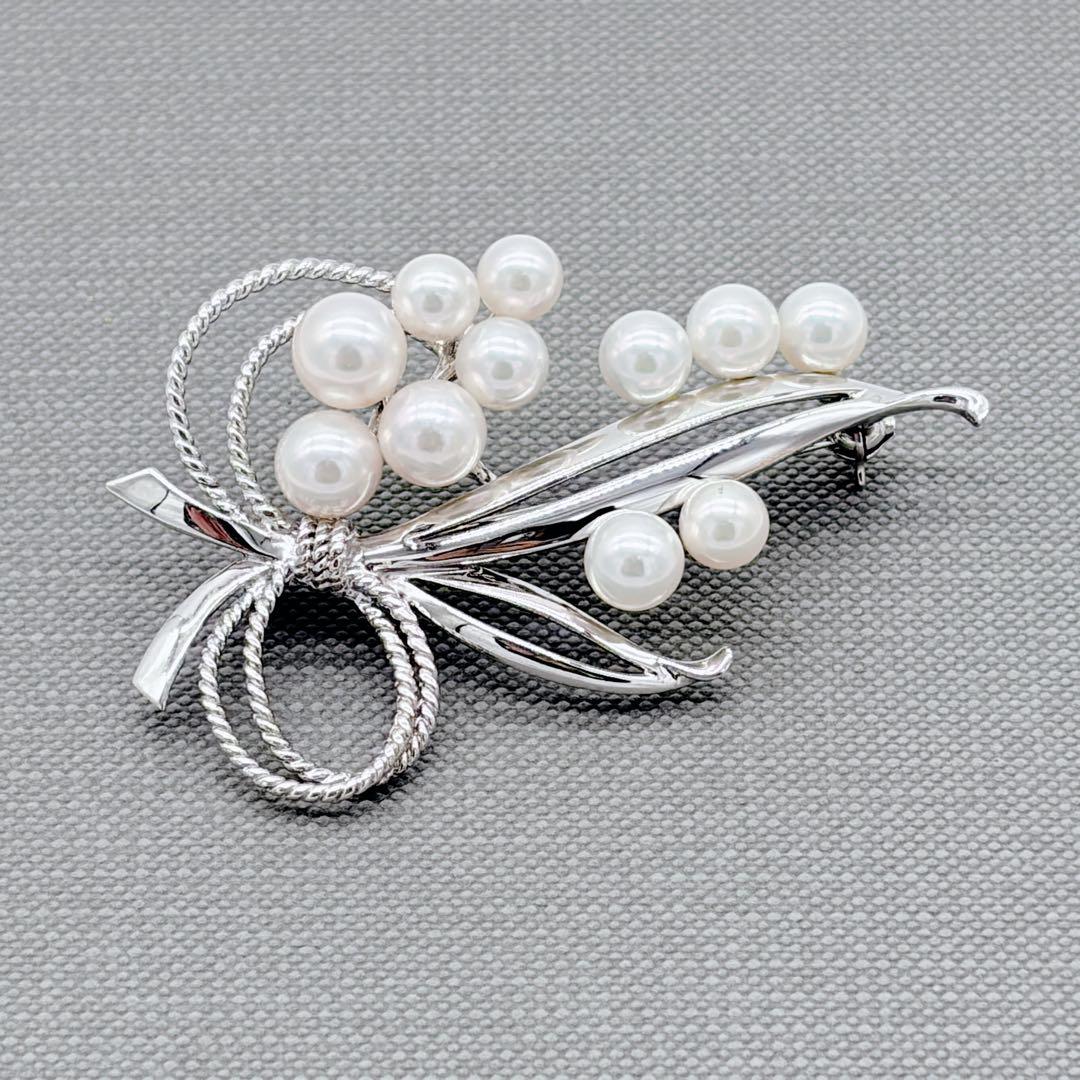 MIKIMOTO ミキモト 11Pパール ブローチ アコヤ真珠 リボン 葡萄 - メルカリ