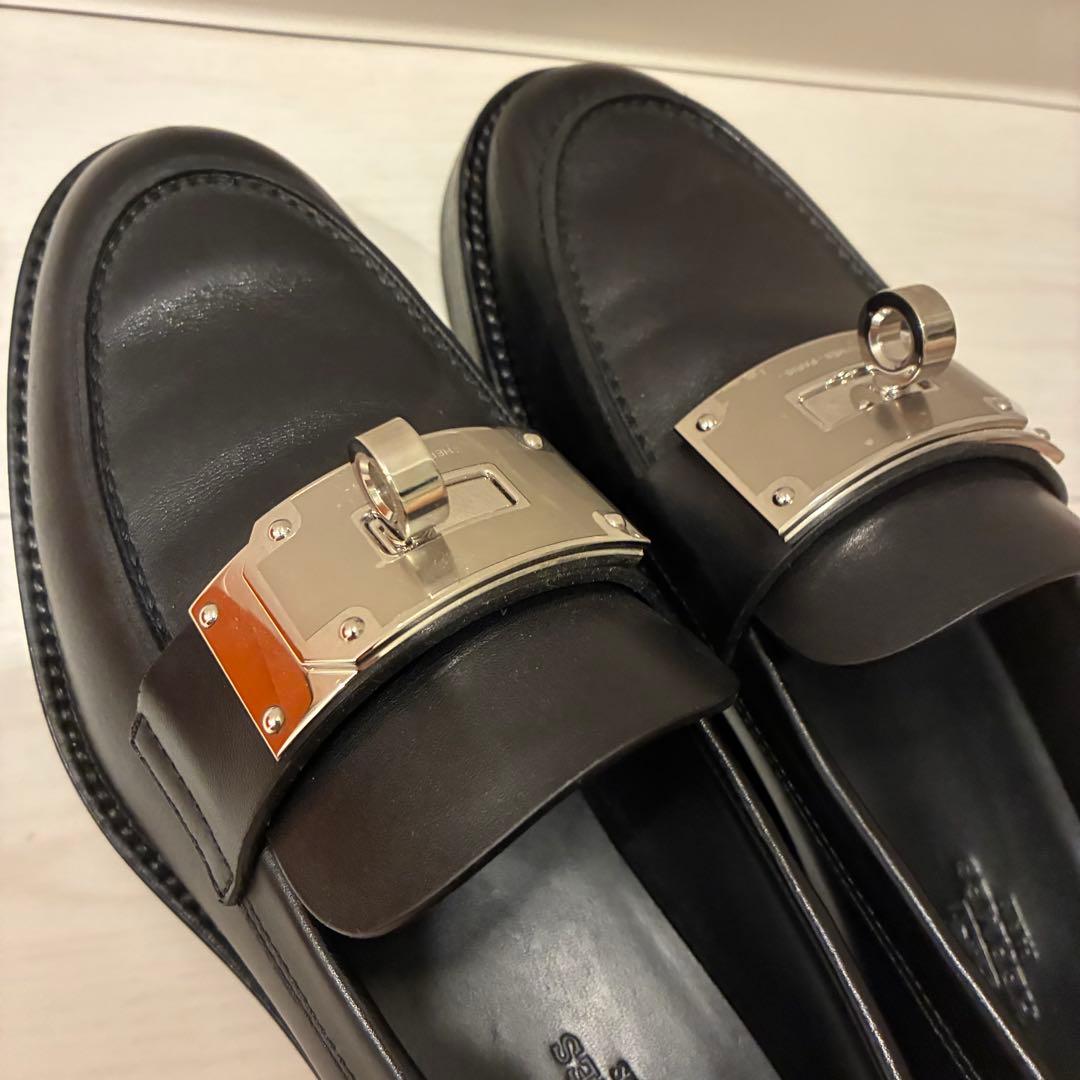 期間限定お値下げ中 エルメス モカシン ホット36.5 ケリー金具 ブラック