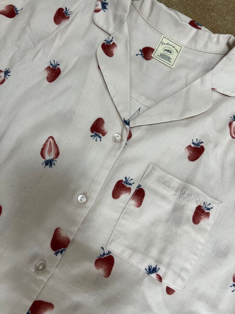 【限定一点！新品】ジェラートピケ★いちご柄ルームウェアセット
