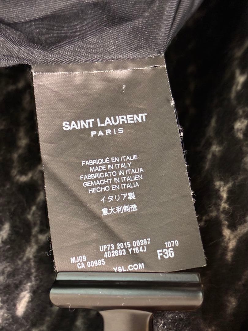 SAINT LAURENT ウール アルパカ ロングコート 9号相当 イタリア製