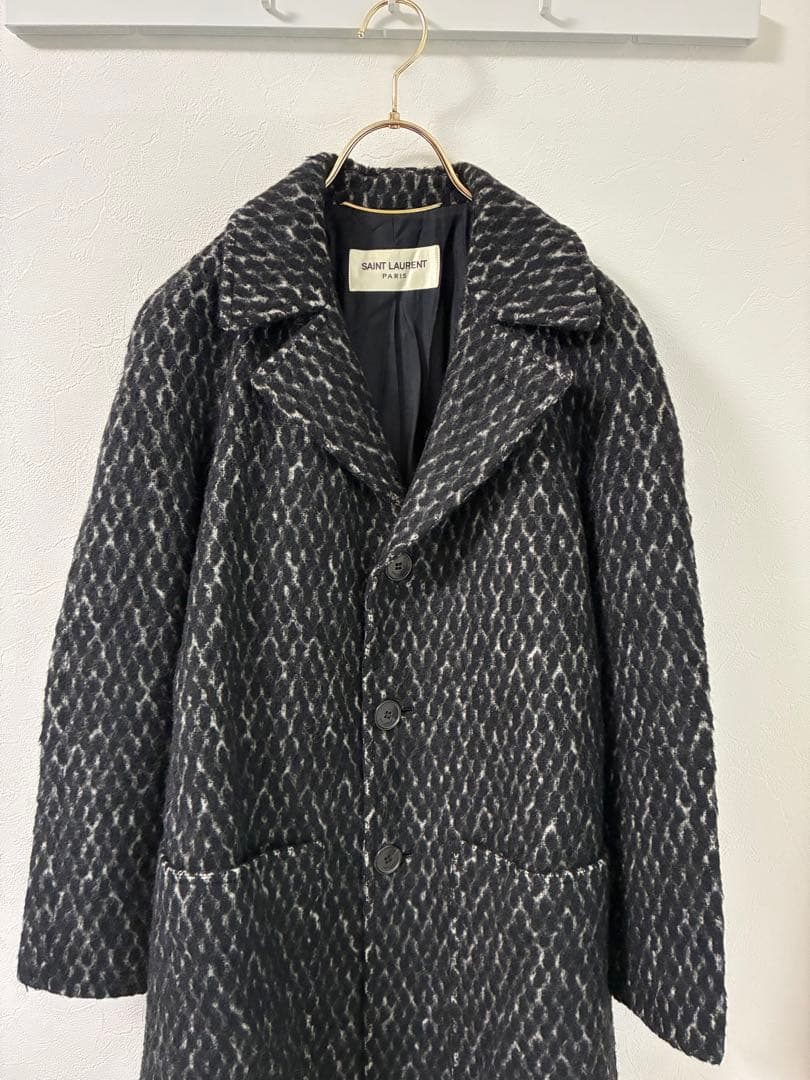 SAINT LAURENT ウール アルパカ ロングコート 9号相当 イタリア製