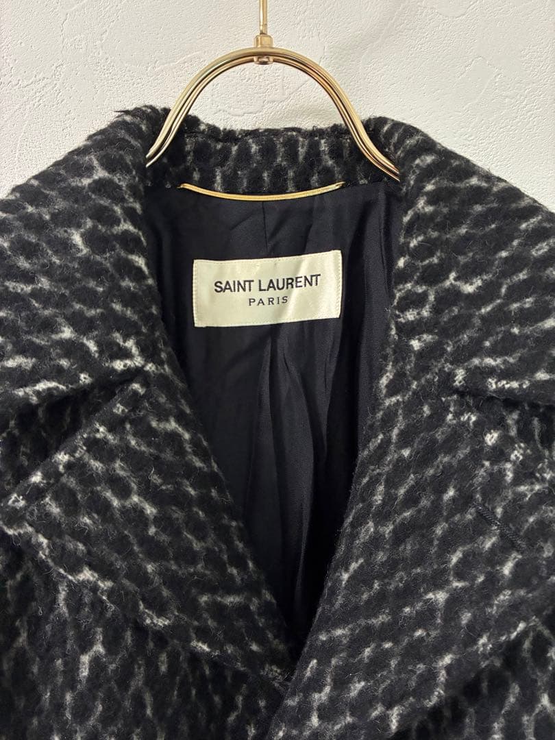 SAINT LAURENT ウール アルパカ ロングコート 9号相当 イタリア製