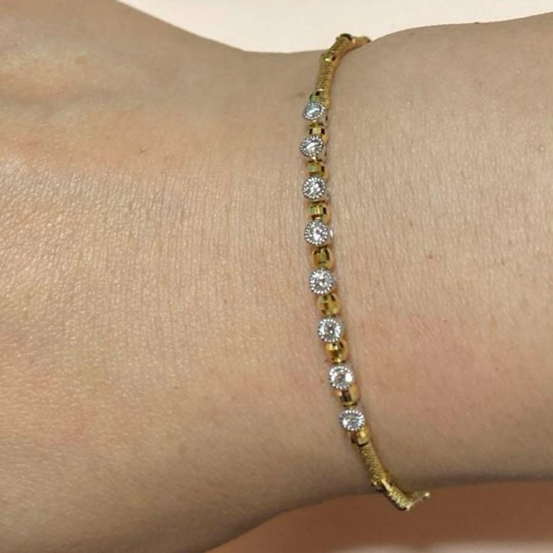 K18YG/WG ダイヤモンド 0.28ct バングル ブレスレット 品質保証書