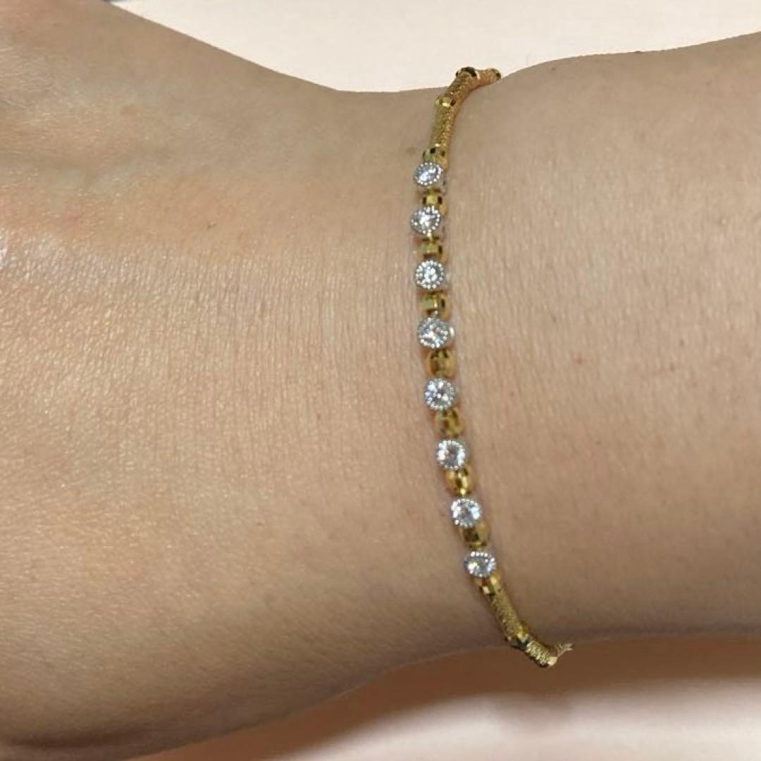 K18YG/WG ダイヤモンド 0.28ct バングル ブレスレット 品質保証書