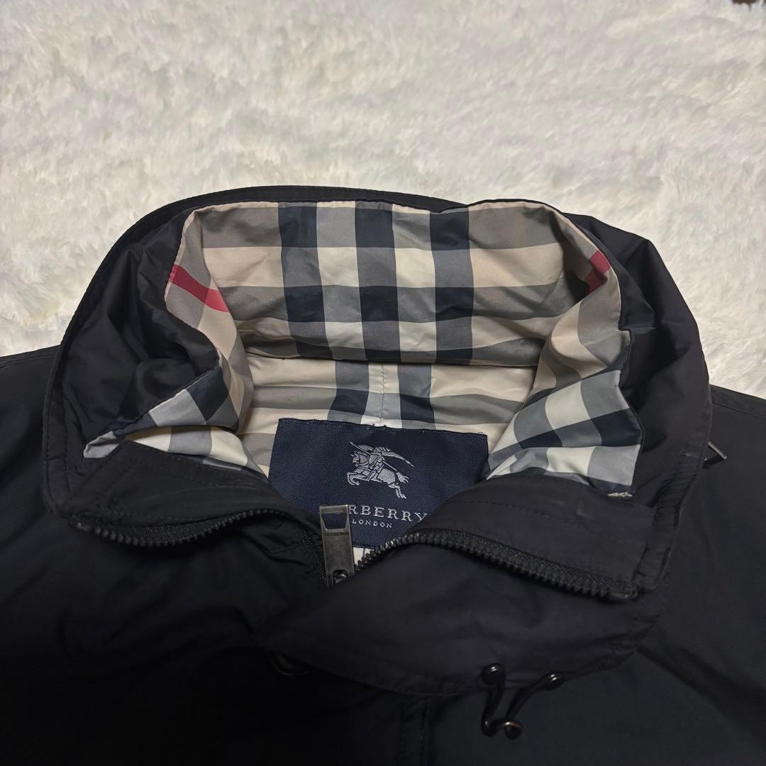 バーバリーロンドン　ステンカラーコート　黒　XL ダウンライナー　ノバチェック