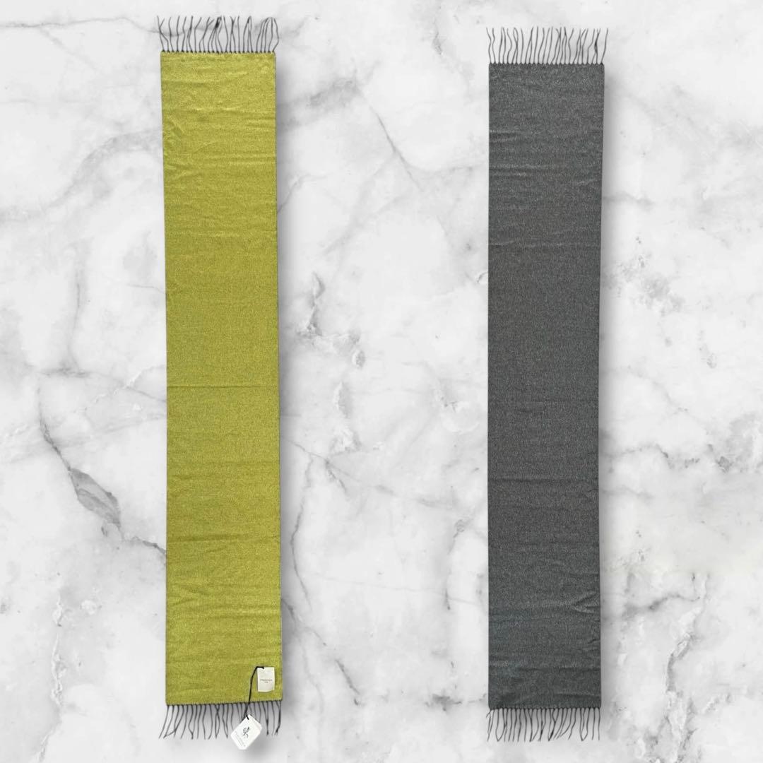 【新品】 PIACENZA カシミヤ シルク マフラー グレー ライトグリーン