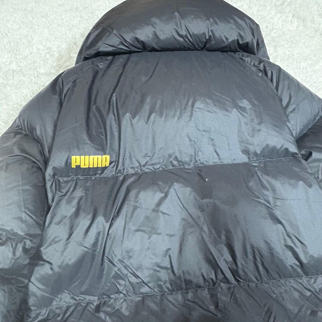 プーマ　ダウン90% ロングベンチコート　2重襟 黒　ゴールド