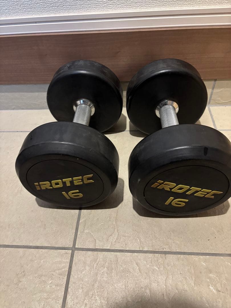直接引き取り限定 アイロテック 16キロ ダンベル オールラバー 2個