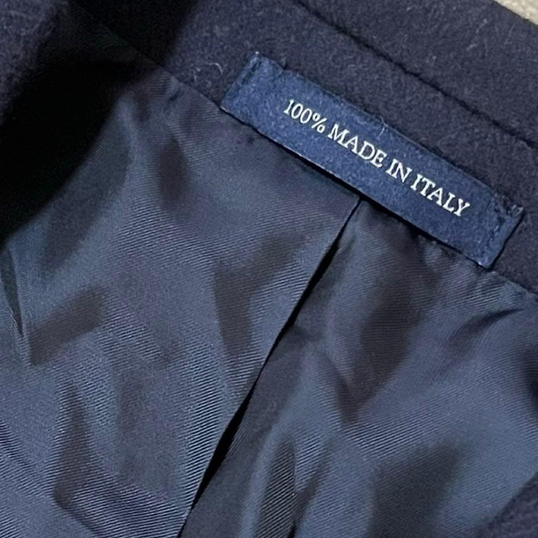 新品　LES MUES ウール　カシミヤ　ロングコート　紺　LL イタリア製