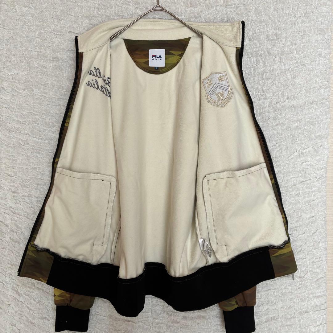フィラゴルフ トラックジャケット 総柄 裏フリース迷彩柄 ジャンパー L