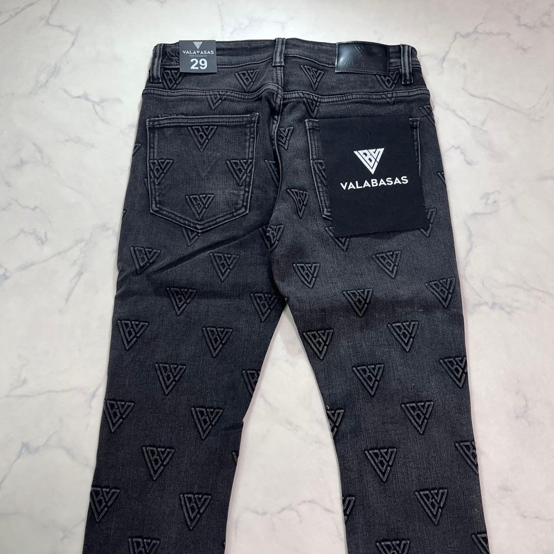 バラバサス valabasasブラックサイドロゴスキニーフレアデニム 29 新品
