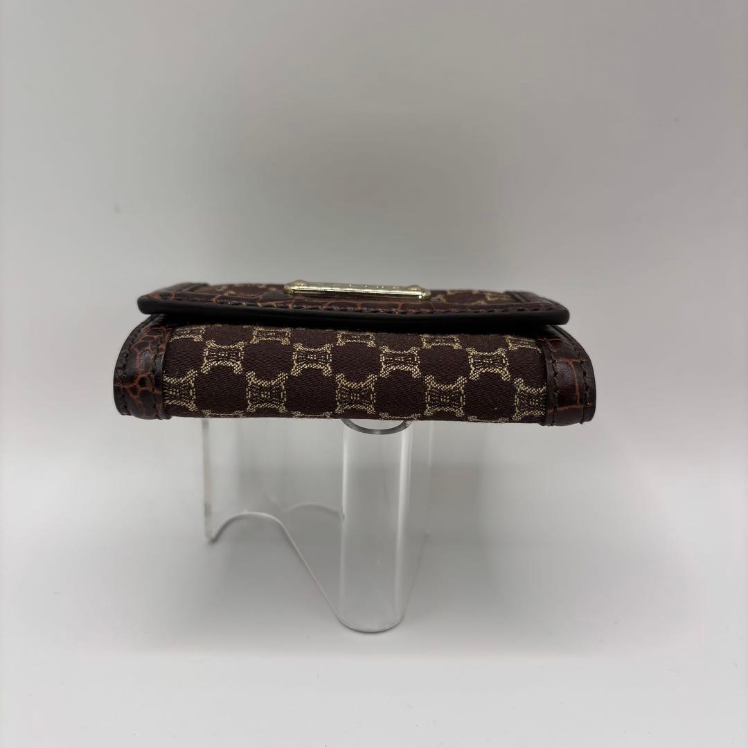 希少品　CELINE キーケース　6連　マカダム　ブラウン　クロコ　レザー　キー