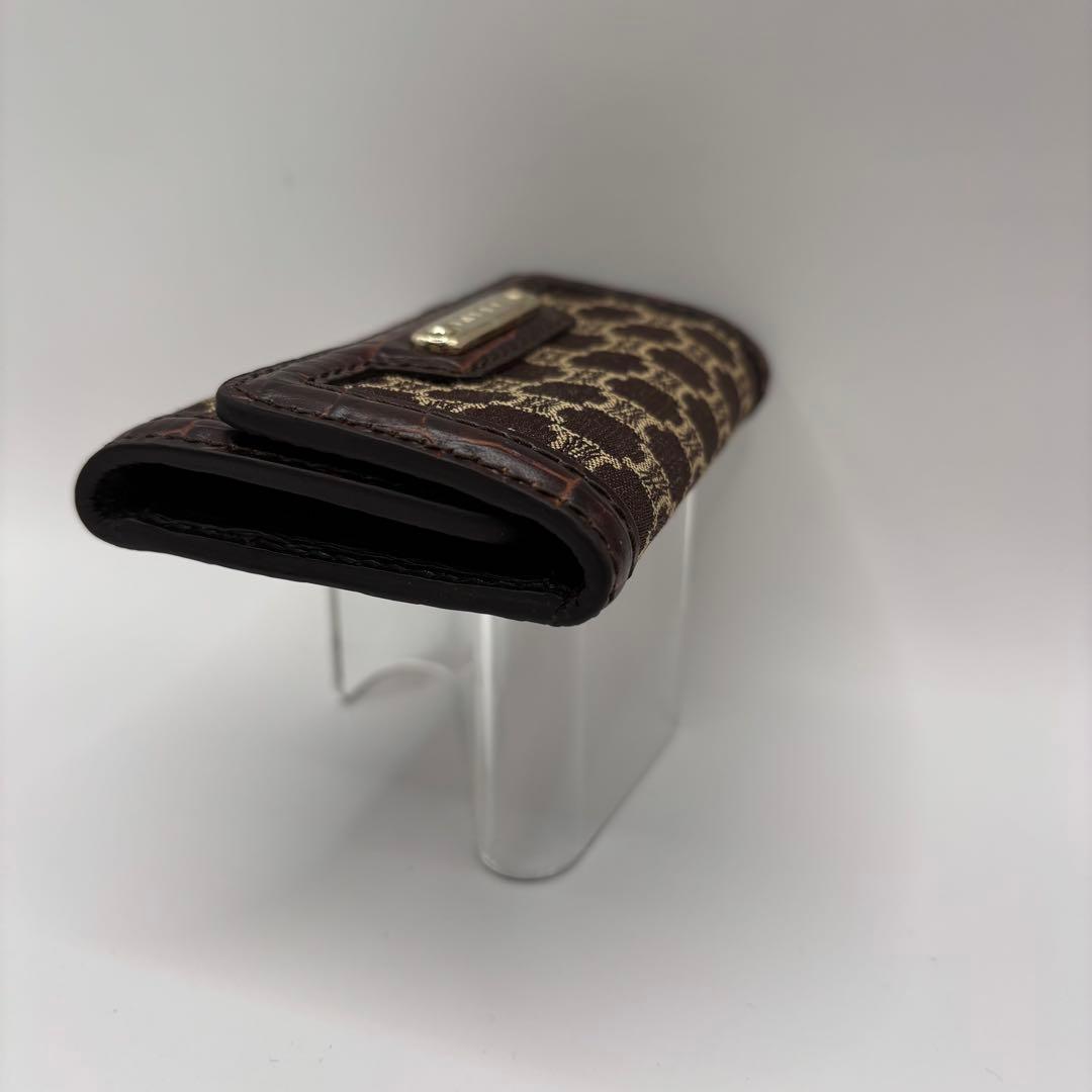 希少品　CELINE キーケース　6連　マカダム　ブラウン　クロコ　レザー　キー