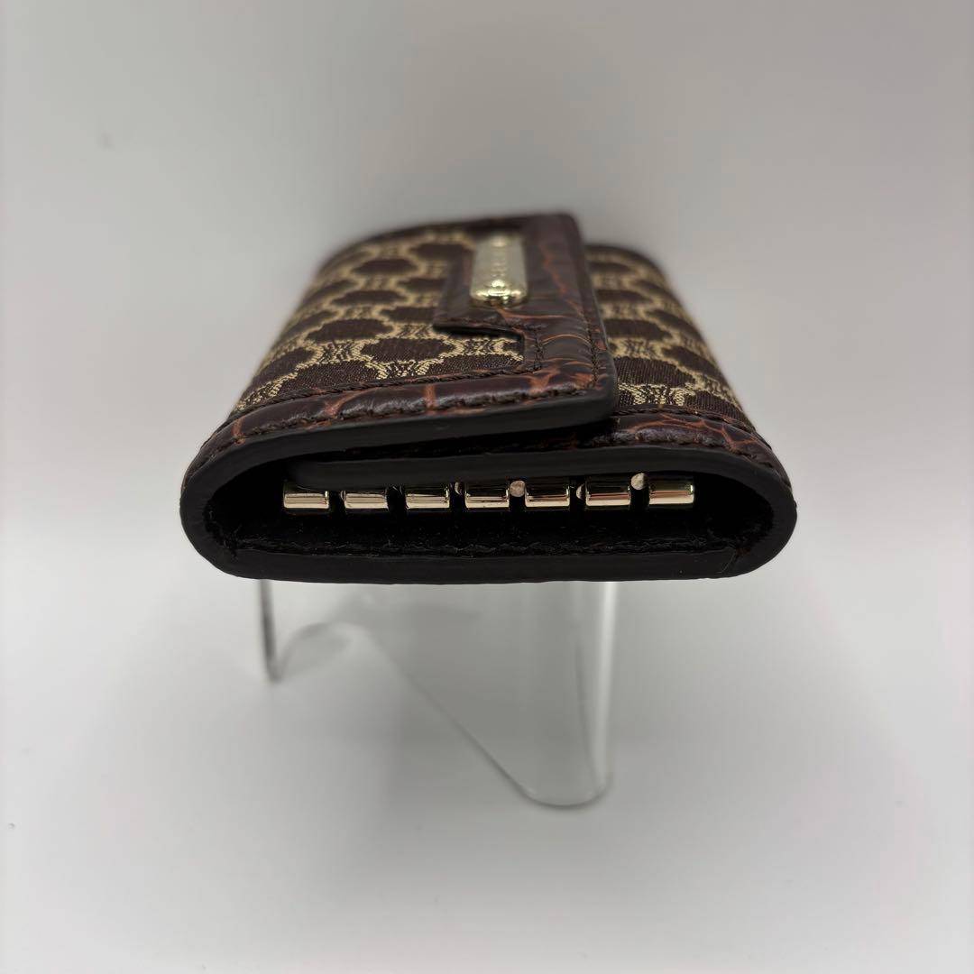 希少品　CELINE キーケース　6連　マカダム　ブラウン　クロコ　レザー　キー