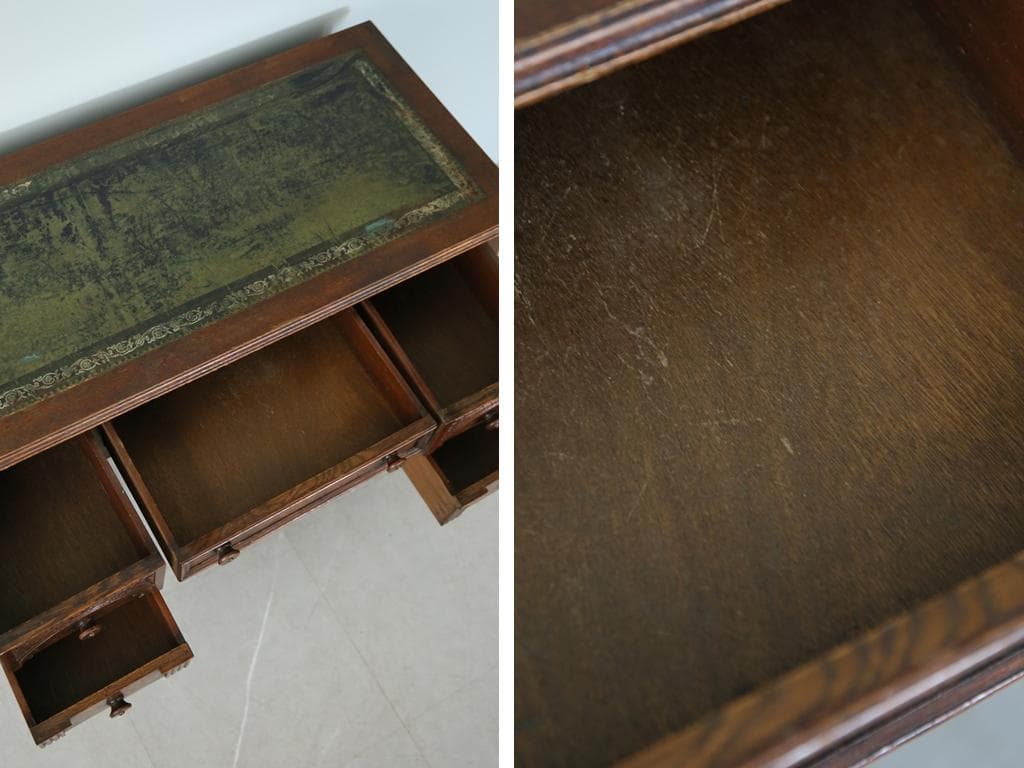 英国アンティーク木製デスク/勉強机/テーブル/飾り棚/オフィス事務(91-200