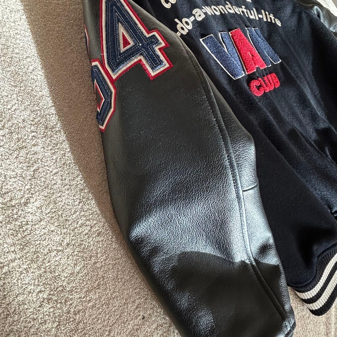 VAN CLUB スタジャン ネイビーブラック LL 袖本革 美品