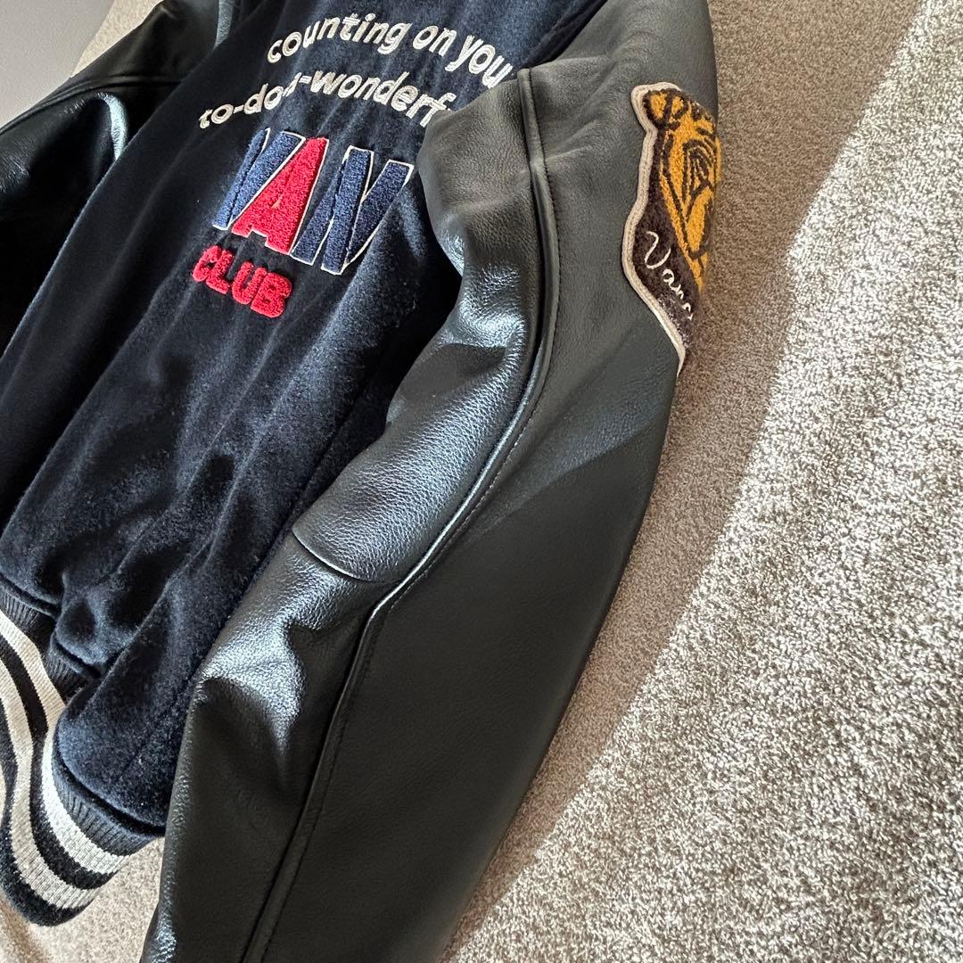 VAN CLUB スタジャン ネイビーブラック LL 袖本革 美品