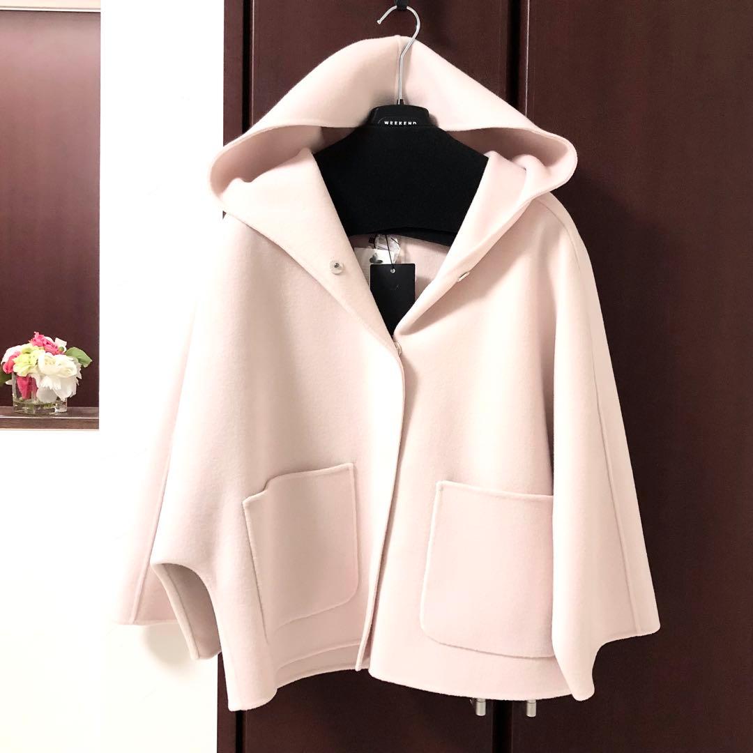 新品タグ付き‼️【マックスマーラ】36ショート丈フーテッドコート　ピンクベージュ