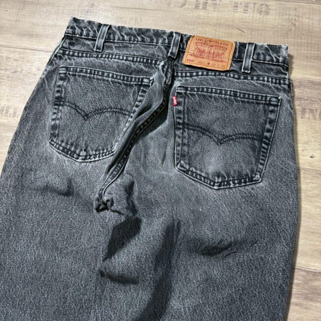 90sUSA製Levi's560後染めブラックデニムW32リーバイスアメリカ古着