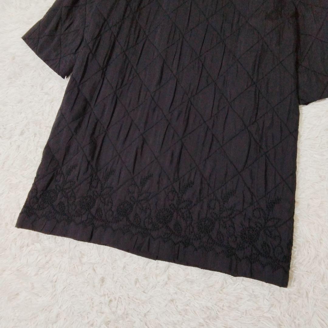 ビアズリー BEARDSLEY キルティングノーカラーコート 薄手 中綿 刺繍