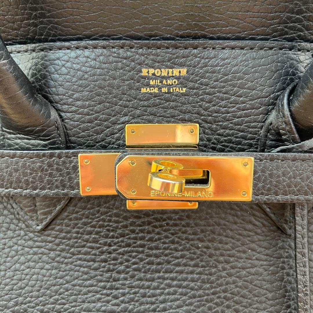 ほぼ未使用保管品　EPONINE イタリア製 レザー ハンドバッグ　黒