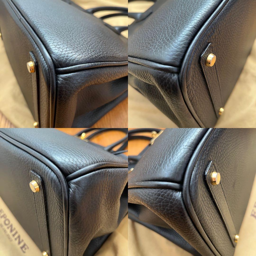 ほぼ未使用保管品　EPONINE イタリア製 レザー ハンドバッグ　黒