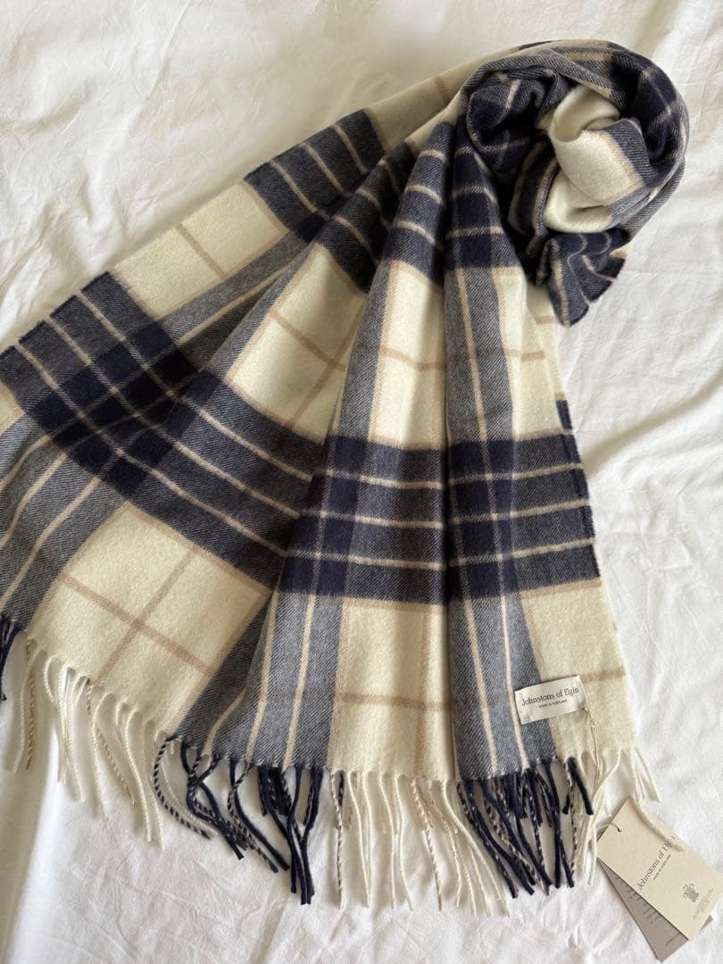 ジョンストンズ カシミヤ大判ストール　ノックモア　新品未使用　新タグ
