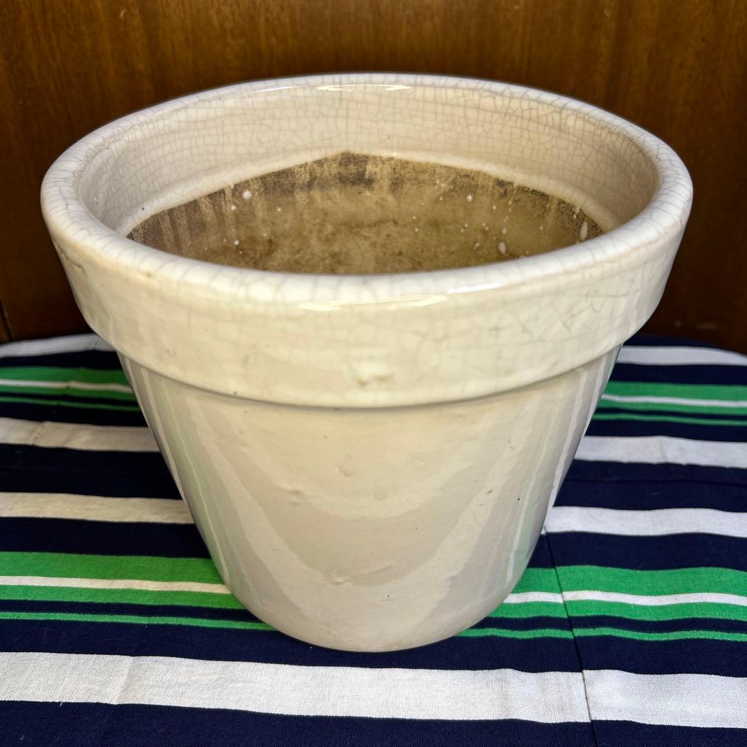 美品 白の塗鉢3個セット、貫入入り2点20cm,19cmと貫入なし1点16㎝