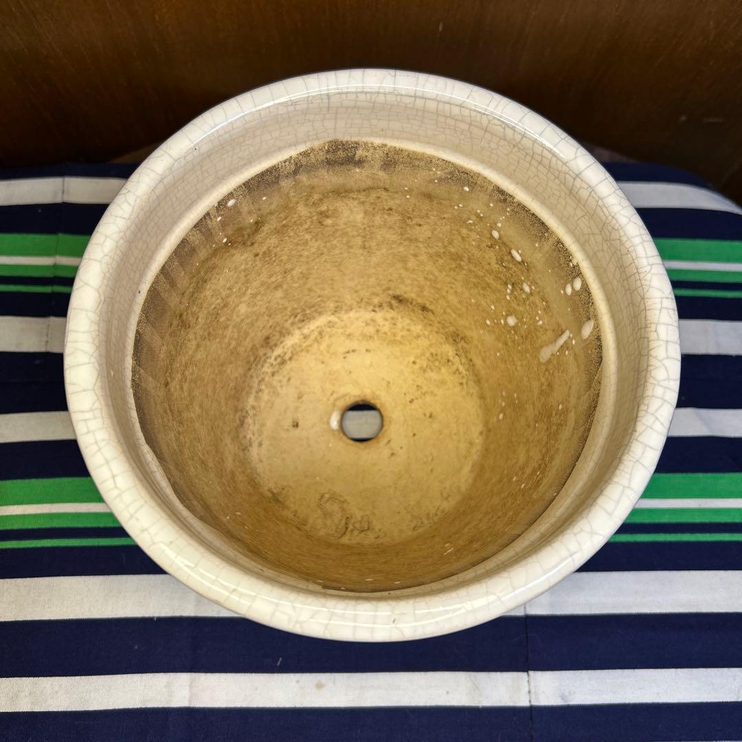 美品 白の塗鉢3個セット、貫入入り2点20cm,19cmと貫入なし1点16㎝