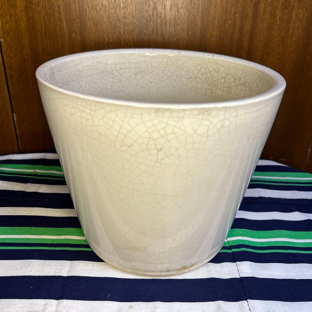 美品 白の塗鉢3個セット、貫入入り2点20cm,19cmと貫入なし1点16㎝