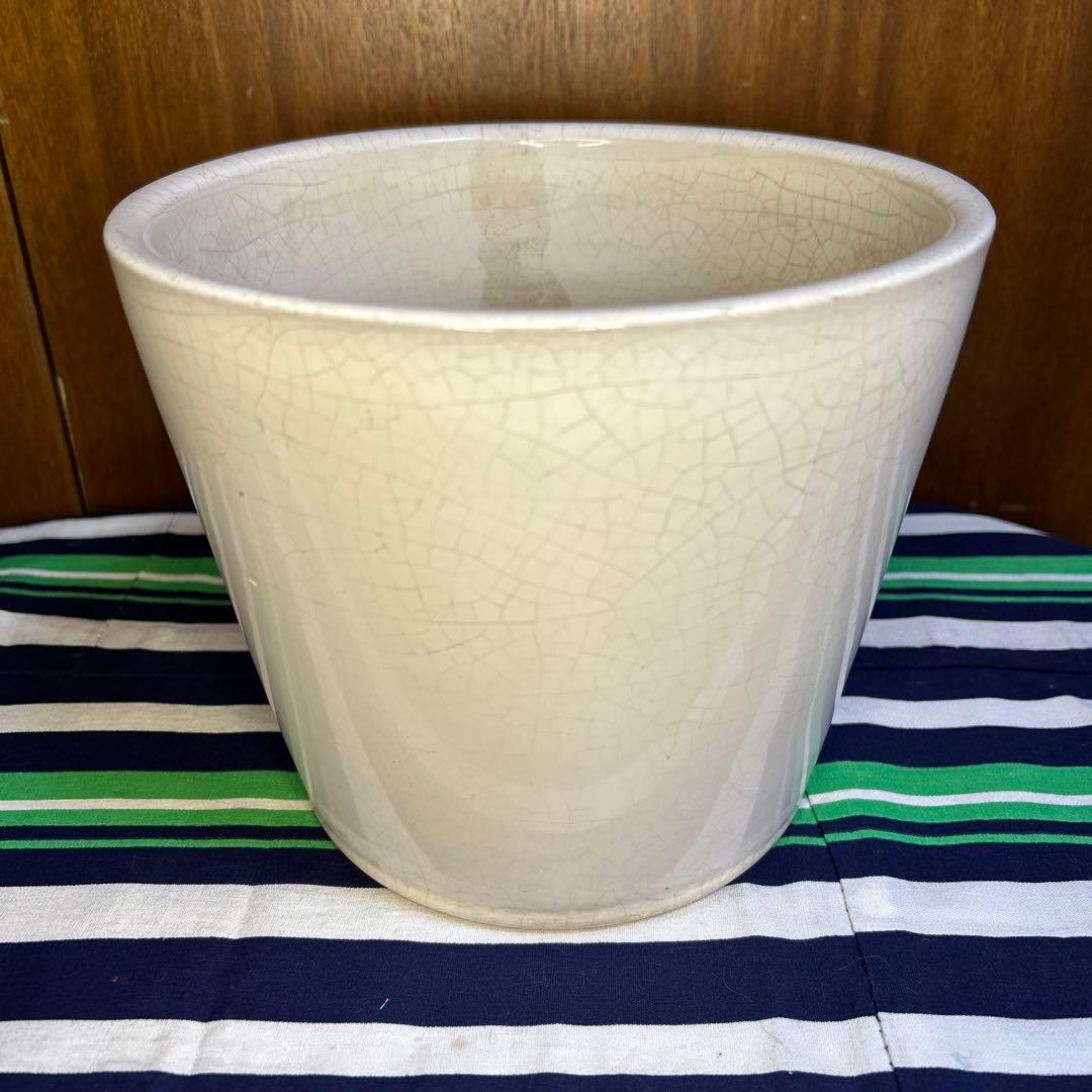 美品 白の塗鉢3個セット、貫入入り2点20cm,19cmと貫入なし1点16㎝