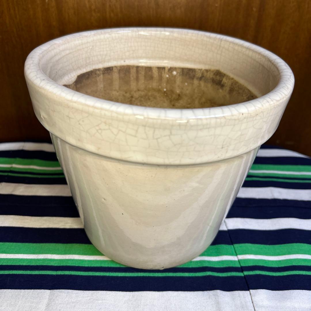 美品 白の塗鉢3個セット、貫入入り2点20cm,19cmと貫入なし1点16㎝