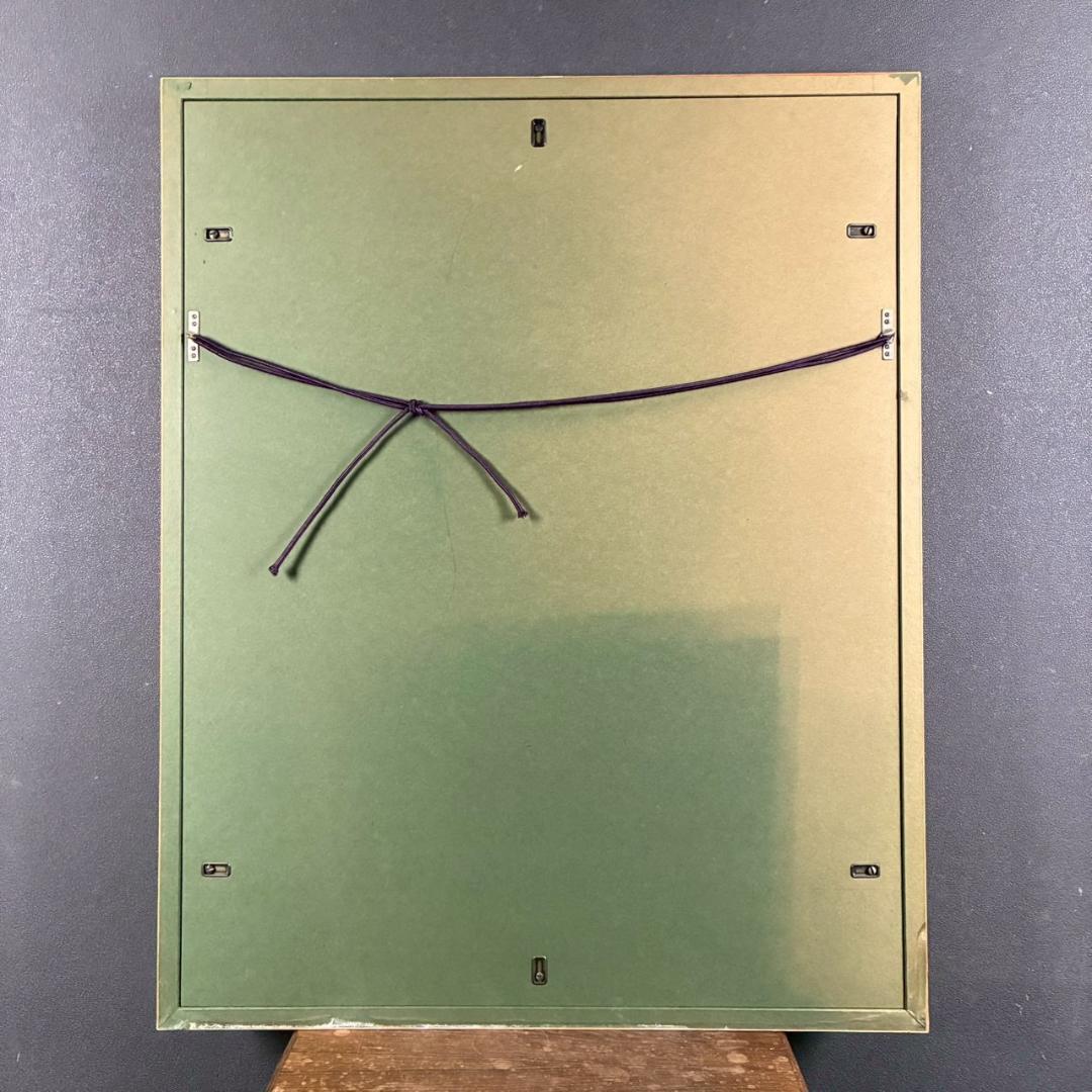 中島千波「ポインセチア」リトグラフ 直筆サイン・落款有 額縁入り 日本画家 猫