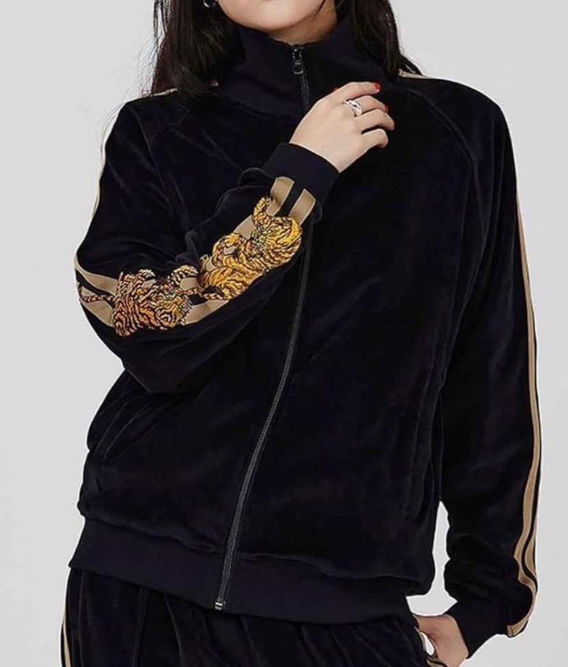 グラニフ 石黒亜矢子 バターの虎 刺繍 ベロア トラックジャケット