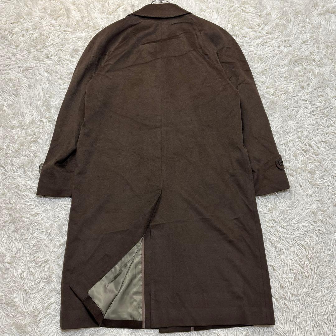 美品 カシミヤ100%✨ステンカラーコート ロング A7 XL相当 カーキ 比翼