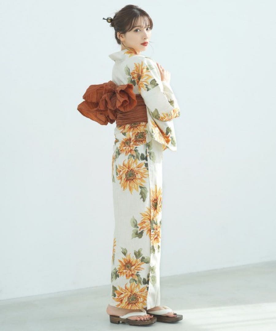 1人で着られる浴衣3点セット 和歌山染工日本染め（浴衣・しわ兵児帯・下駄）【K】