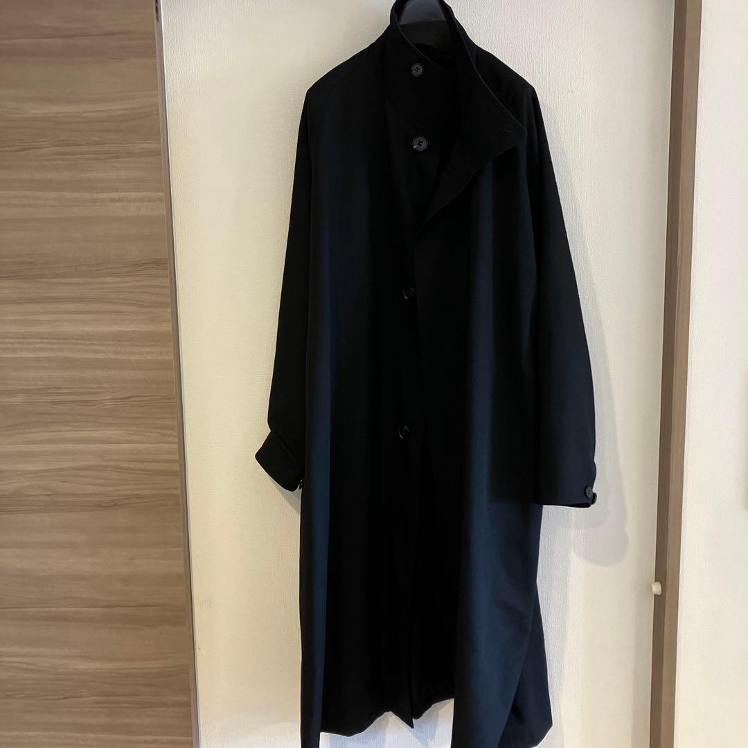 CABaN ステンカラーコート ウールギャバジン ワイドバランスコート ブラック