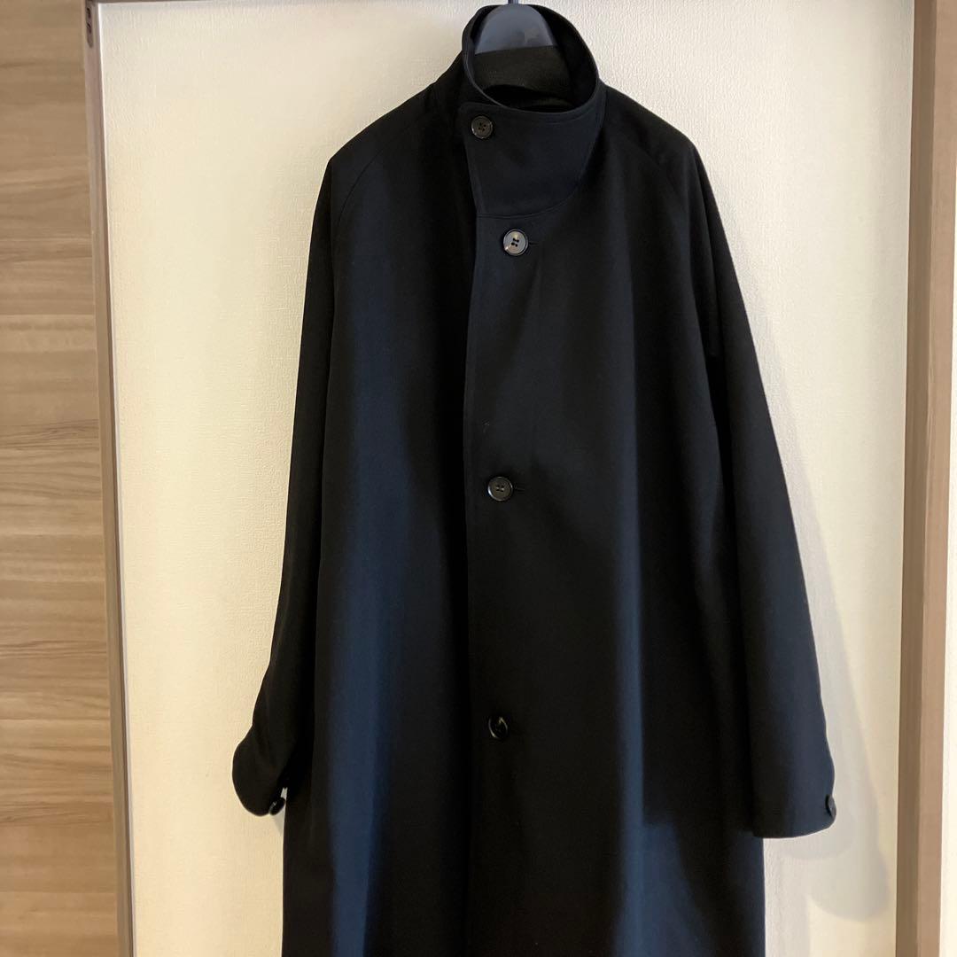 CABaN ステンカラーコート ウールギャバジン ワイドバランスコート ブラック