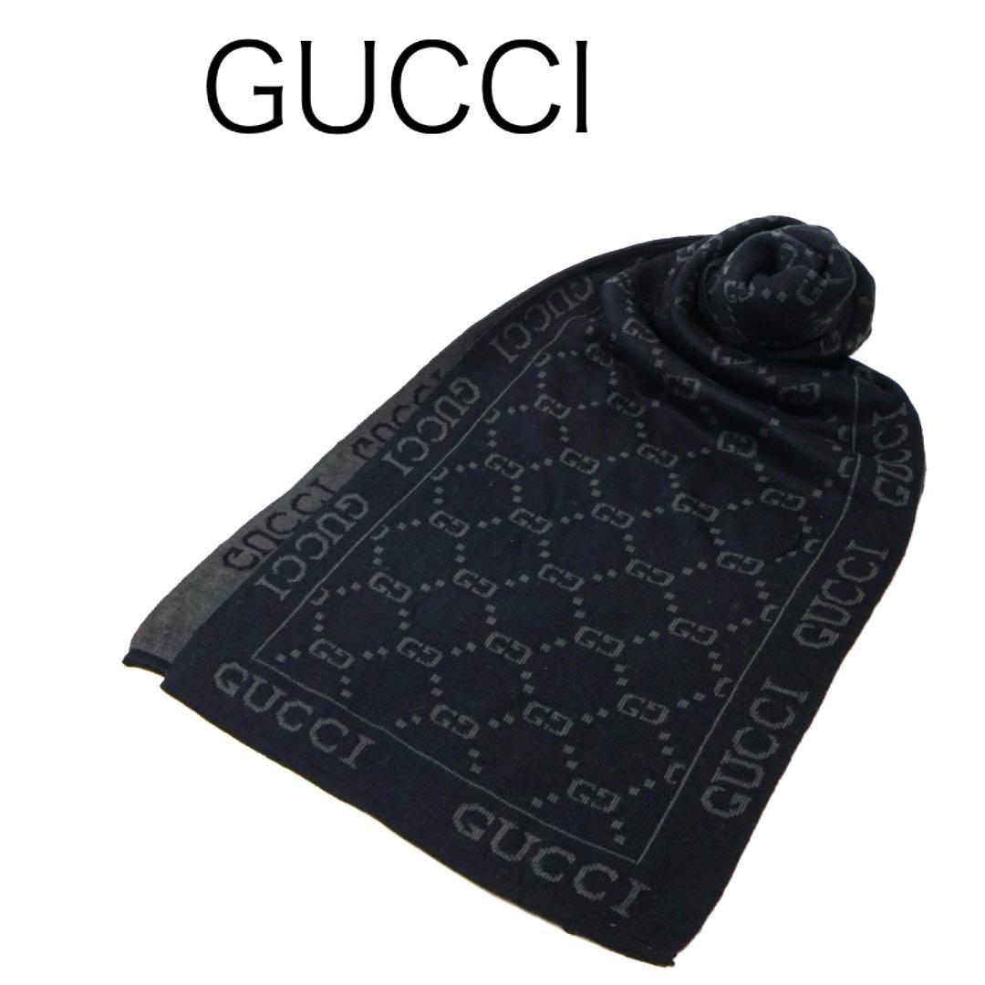 H4395-77◾️グッチ　GG グッチ　ウールマフラー　Y2K