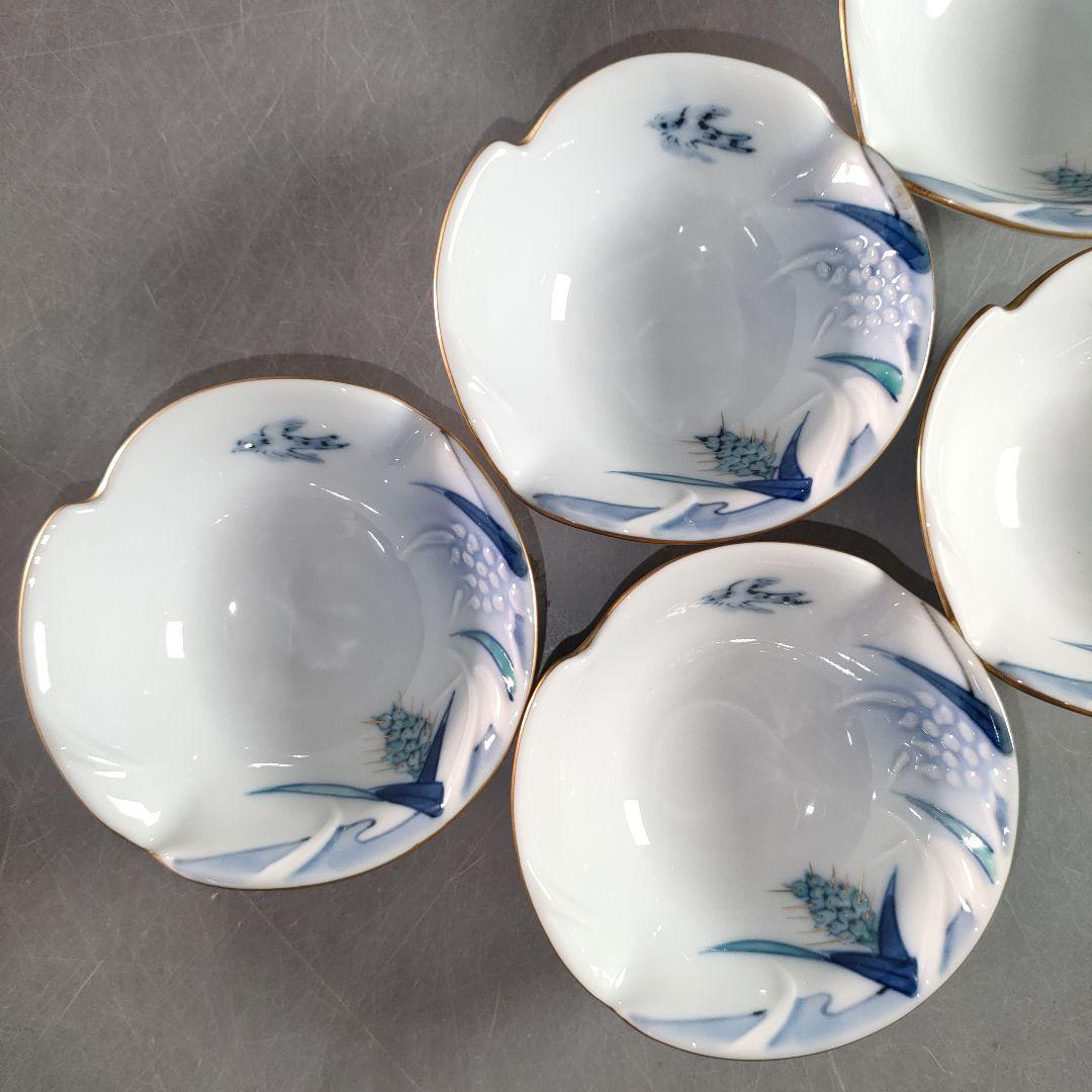 A1336-1/有田焼/富右衛門窯/染錦稲穗彫向付 大5